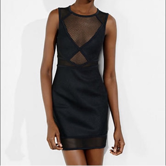 Express Dresses & Skirts - Express Black Mixed Mesh Sheath Dress